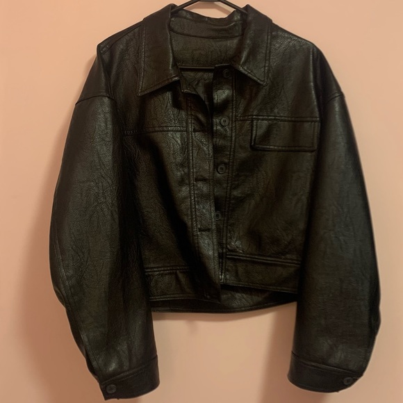 Oversized faux leather jacket - Picture 1 of 5